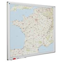 Smit Visual Landkaart bord Softline profiel 8mm, Frankrijk Wegen  1200x1200mm