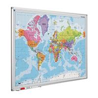 Smit Visual Landkaart bord Softline profiel 8mm, Wereld  900x1200mm