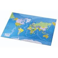 Esselte Bureau onderlegger/placemat van pvc 41 x 52 cm - Bureau beschermer - Design wereldkaart