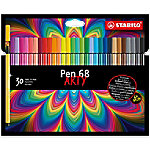 6 x Stabilo Premium-Filzstift Pen 68 Kartonetui Arty VE=30 Farben