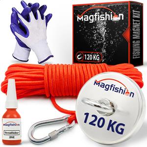 Magfishion Magneetvissen Set - 120 Kg - Vismagneet - 20 Meter Lang Touw agneetvissen Starterspakket agneet Vissen