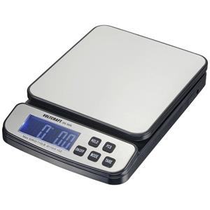 VOLTCRAFT DS-50S VC-12453065 Tafelweegschaal Weegbereik (max.) 50 kg Resolutie 1 g werkt op batterijen, werkt op stekkernetvoeding (optioneel) Zilver