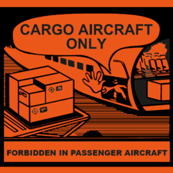 Zolemba Cargo aircraft only - forbidden in passenger aircraft - 120mm x 110mm