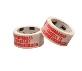 Zolemba Verpakkingstape, breekbaar tape, wit/rood, permanent