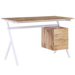 Beliani - Schreibtisch heller Holzfarbton / Weiß 120 x 60 cm aus Spanplatte mit Schublade und Schrank Büro Kinderzimmer Schule - Heller Holzfarbton