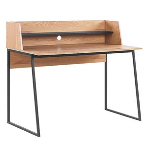 Beliani - Schreibtisch heller Holzfarbton / Schwarz 120 x 59 cm mit erhöhter Ablage Industrieller Stil - Heller Holzfarbton