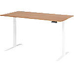 HAMMERBACHER XDKB16 elektrisch höhenverstellbarer Schreibtisch nussbaum rechteckig, C-Fuß-Gestell weiß 160,0 x 80,0 cm