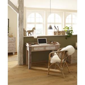 Home affaire Schreibtisch "Lavin", aus massiven, pflegeleichten Mangoholz, mit dekorativen Schnitzereien, Handgefertigt, Breite 111 cm
