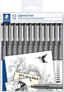 Staedtler 10 x  Pigment liner Strichstärke sortiert schwarz VE=12 Stück