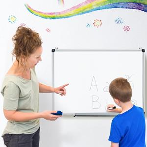 Costway Whiteboard Magnettafel Schreibttafel Wandtafel Memoboard mit Alurahmen (70x50 cm)