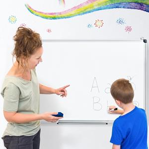 costway Whiteboard magneetbord schrijfbord wandbord memobord met aluminium frame (90x60 cm)