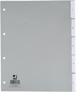 (1.11 EUR / StÃ¼ck) Q-CONNECT Kunststoffregister KF01852 blanko A4+ 0,12mm graue Fenstertabe zum wechseln 5-teilig