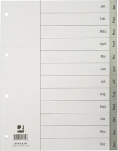 (1.18 EUR / StÃ¼ck) Q-CONNECT Kunststoffregister KF01819 Januar-Dezember A4 0,12mm graue Taben 12-teilig