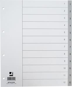 (1.57 EUR / StÃ¼ck) Q-CONNECT Kunststoffregister KF02294 1-12 A4+ 0,12mm graue Taben 12-teilig