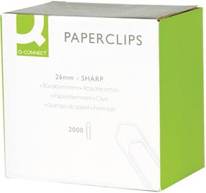 Q-CONNECT papierklemmen, 26 mm, doos van 2000 stuks