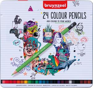 Bruynzeel kleurpotloden, metalen doos van 24 stuks