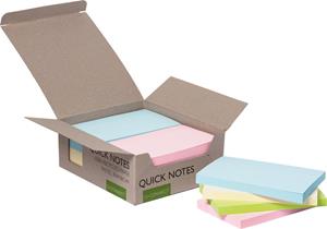 Q-CONNECT Quick Notes Recycled pastel, ft 76 x 127 mm, 100 vel, doos van 12 stuks in geassorteerde kleure