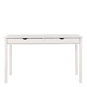 Möbel4Life Schreibtisch aus Kiefer Massivholz Weiß lackiert zwei Schubladen