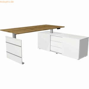 Kerkmann Komplettarbeitsplatz Move 3 180x80x72-120 mit Sideboard silbe