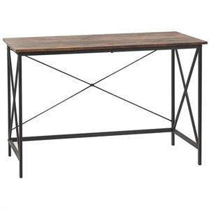 beliani Schreibtisch Dunkelbraun MDF-Platte Holzoptik 115 x 60 cm Metallgestell Schwarz rechteckig Industrial Style für Büro Wohnzimmer Jugendzimmer