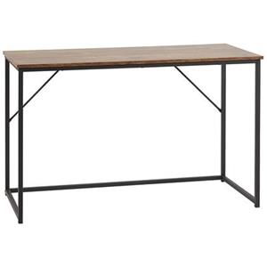 Beliani - Schreibtisch dunkler Holzfarbton / schwarz Spanplatte mit Metallgestell 120 x 55 cm Industrieller Stil - Schwarz