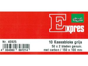 Expres Kassablok Sigel  Met Carbon 150X110Mm 2X50 Blad Grijs