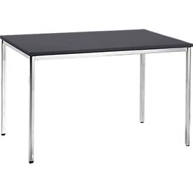 Konferenztisch, bis 4 Personen, Rechteck, 4-Fuß Quadratrohr, B 1200 x T 800 x H 720 mm, schwarz/chromsilber