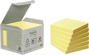 Post-it recycled notes , 100 vel, ft 76 x 76 mm, geel, pak van 6 blokken
