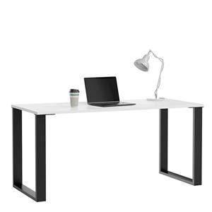 Möbel4Life Moderner Schreibtisch in Weiß und Schwarz Bügelgestell