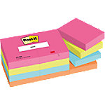 Post-It Zelfklevende memoblaadjes 653-12-POP 76 x 76 mm 100 Vellen per blok Blauw, groen, oranje, roze Pak van 12