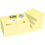 Post-It Zelfklevende memoblaadjes 653-Y12 38 x 51 mm 100 Vellen per blok Geel Pak van 12 (8+4 gratis)