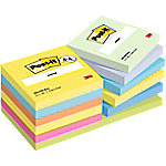 Post-It Zelfklevende memoblaadjes 654-MX-P8+4 38 x 51 mm 100 Vellen per blok Blauw, geel, groen, oranje, roze Pak van 12 (8+4 gratis)