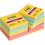 Post-It Super Sticky Notes 622-12SS-SOUL 76 x 76 mm 90 Vellen per blok Blauw, geel, groen, oranje, roze Vierkant Effen Pak van 12
