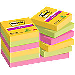 Post-It Super Sticky Notes 622-12SS-CARN 47,6 x 47,6 mm 90 Vellen per blok Geel, groen, roze Vierkant Effen Pak van 12
