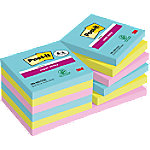 Post-It Super Sticky Notes 654-SSCOS 76 x 76 mm 90 Vellen per blok Blauw, groen, roze Vierkant Effen Pak van 12 (8+4 gratis)