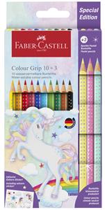 Faber Castell Kleurpotlood Faber-Castell Grip Unicorn 10 colour grip   3 sparkle pastel kleurpotloden inclusief unicorn stickers
