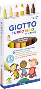 Giotto Turbo Maxi Skin Tones viltstiften, etui van 6 stuks