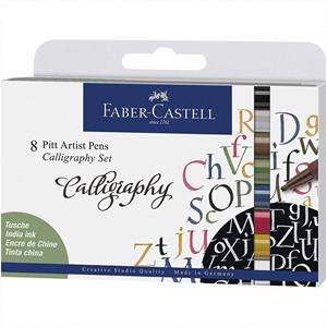 Faber Castell tekenstift Faber-Castell Pitt Artist Pen kalligrafieset 8x