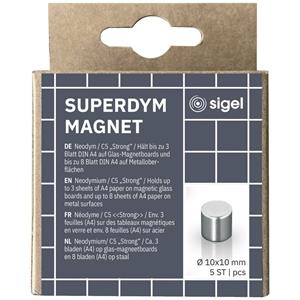 Sigel SuperDym-Magnet C5 Zylinder silber stark 10x10 mm VE=5 Stück