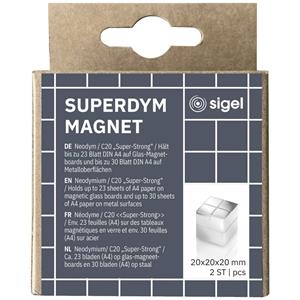 Sigel Neodymium magneet BA706 (b x h x d) 20 x 20 x 20 mm dobbelsteen Zilver 2 stuk(s) BA706