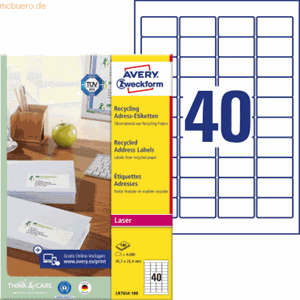 Avery Zweckform Adress-Etiketten Recycling A4 45,7x25,4mm VE=4.000 Eti