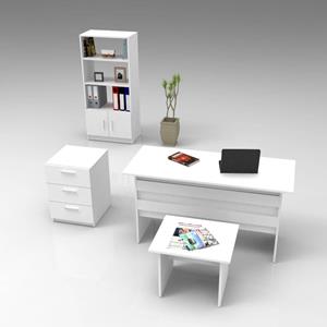 Kalune Design | Set van bureau met bijzettafel en boekenkast Andrew