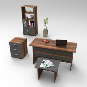 Kalune Design | Set van bureau met bijzettafel en boekenkast Andrew
