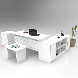 Kalune Design | Set van bureau met bijzettafel en 2 opbergkasten Andy