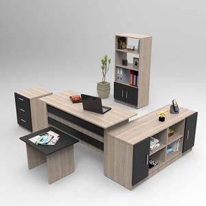 Kalune Design | Set van bureau met bijzettafel en 3 opbergkasten Jill