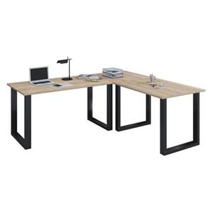 Hioshop Lona hoekbureau 160x160x50 cm U-frame Sonoma eiken decor, zwart.