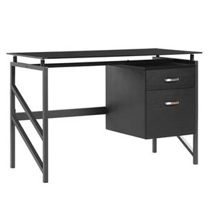 Beliani - Moderner Schreibtisch in Schwarz mit Glasplatte 117 x 57 cm Moriton - Schwarz