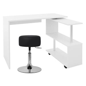 Schreibtisch mit Sitzhocker 150x88x75 cm Weiß aus MDF ML-Design