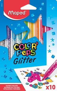 Maped Color'Peps Glitter viltstift, etui van 10 stuks, assorti