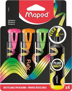 Maped Fluo'Peps Flex markeerstift, assorti, doosje van 4 stuks